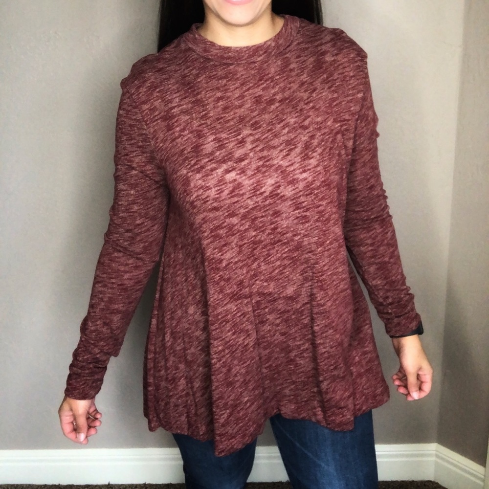 New Heather Maroon Mock Neck Sweater Tunic